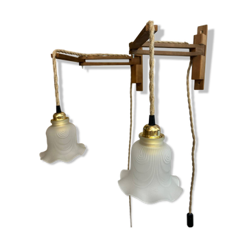 Two portable lamps with wall mount.