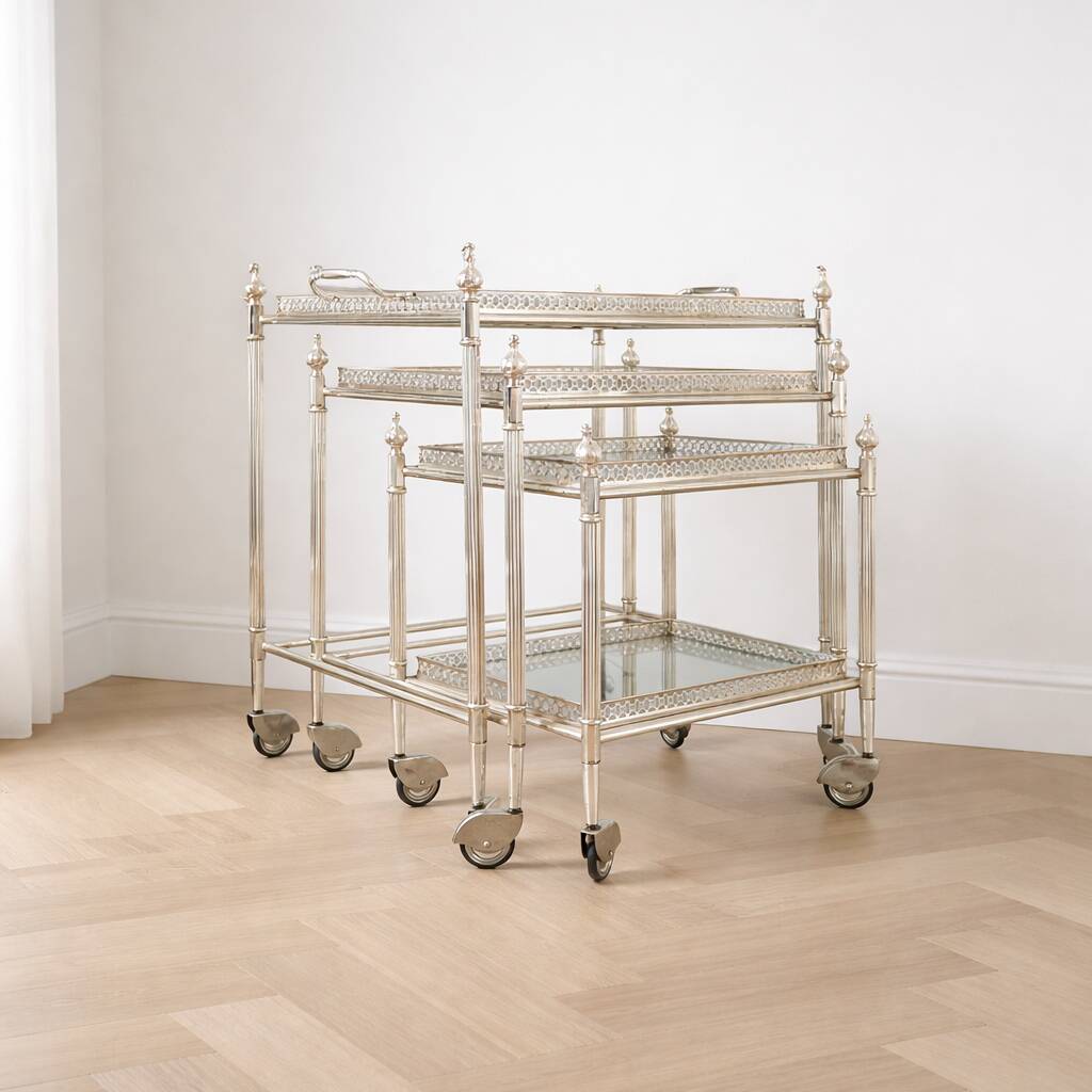 French neoclassical style nest of bar carts, 1960s.