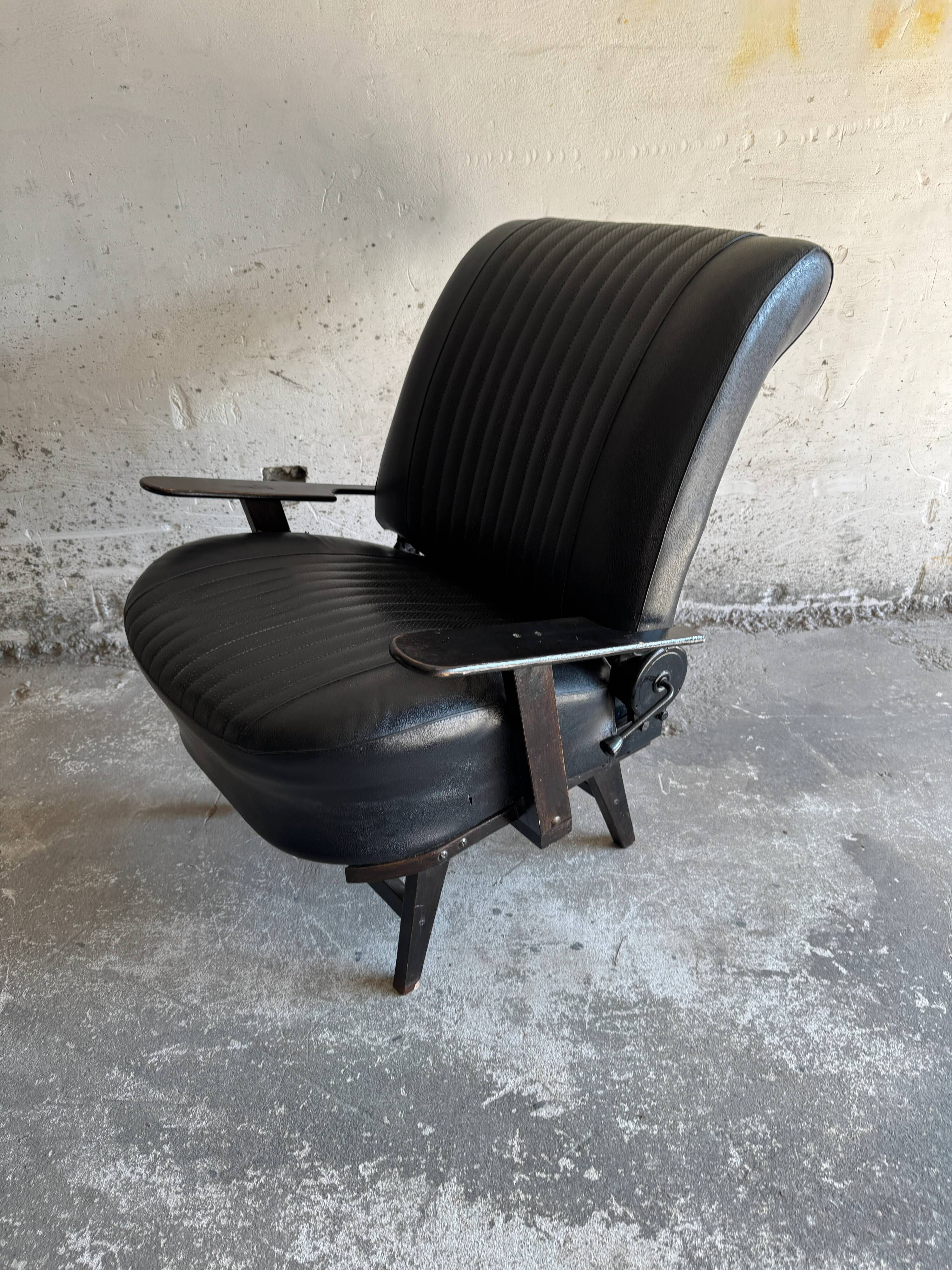 Vintage racing seat in black faux leather