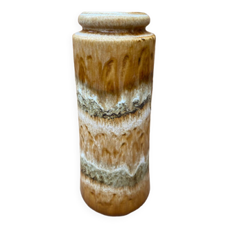 Ancien vase rouleau céramique beige marron west germany vintage