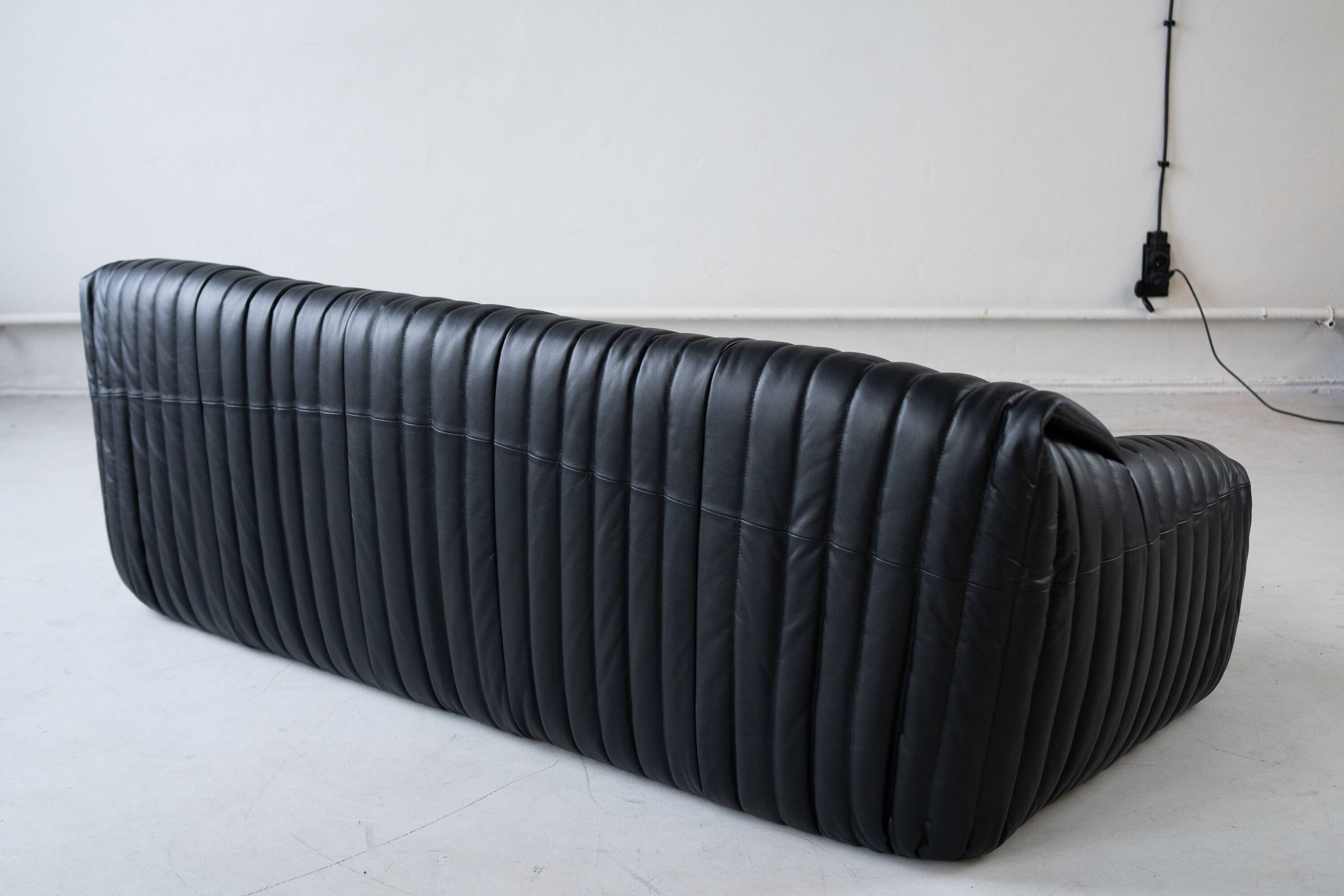Black Leather Sandra Sofa Set by Annie Hieronimus for Ligne Roset, 1973, Set of 6