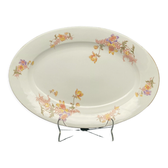 Oval serving dish Limoges small yellow and purple flowers T2 TGM