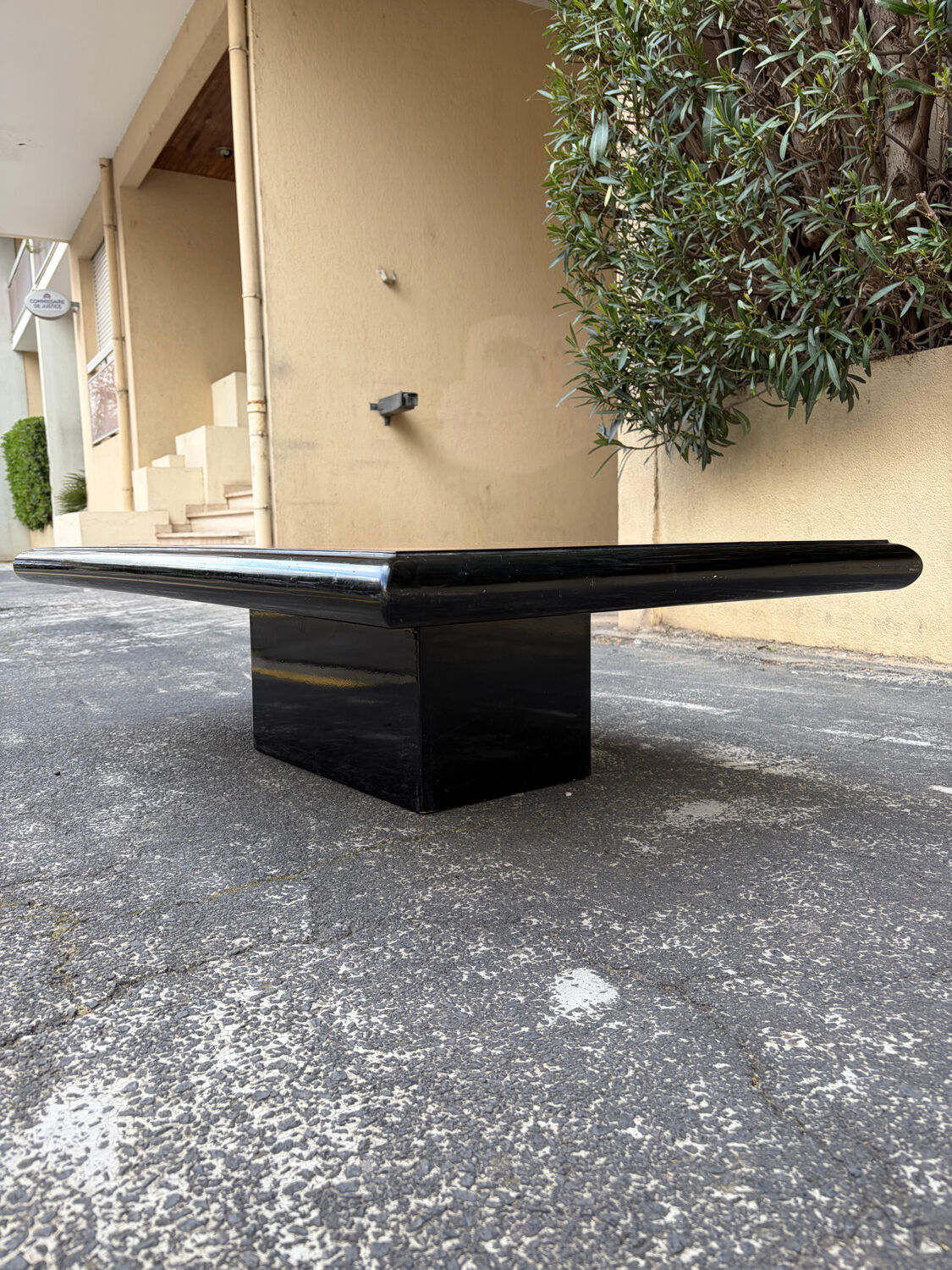 70s elm burl coffee table