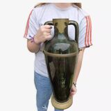 Ceramic vases with art nouveau brass frame.