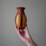 vase in natural woven fiber, handmade, bohemian country decoration