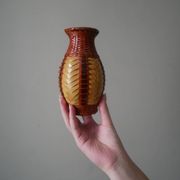 vase in natural woven fiber, handmade, bohemian country decoration