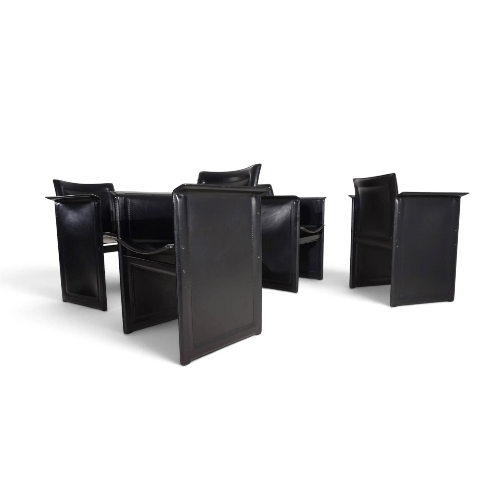 Arrben Solaria leather dining chairs, set of 4 by Tito Agnoli, 1970