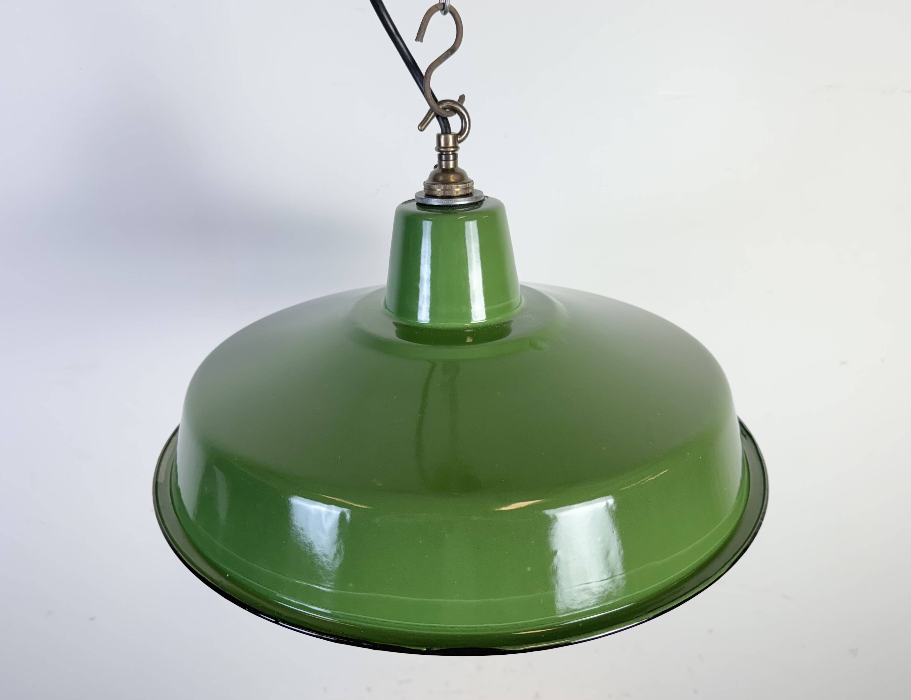 Industrial Green Enamel Factory Pendant Lamp, 1960s