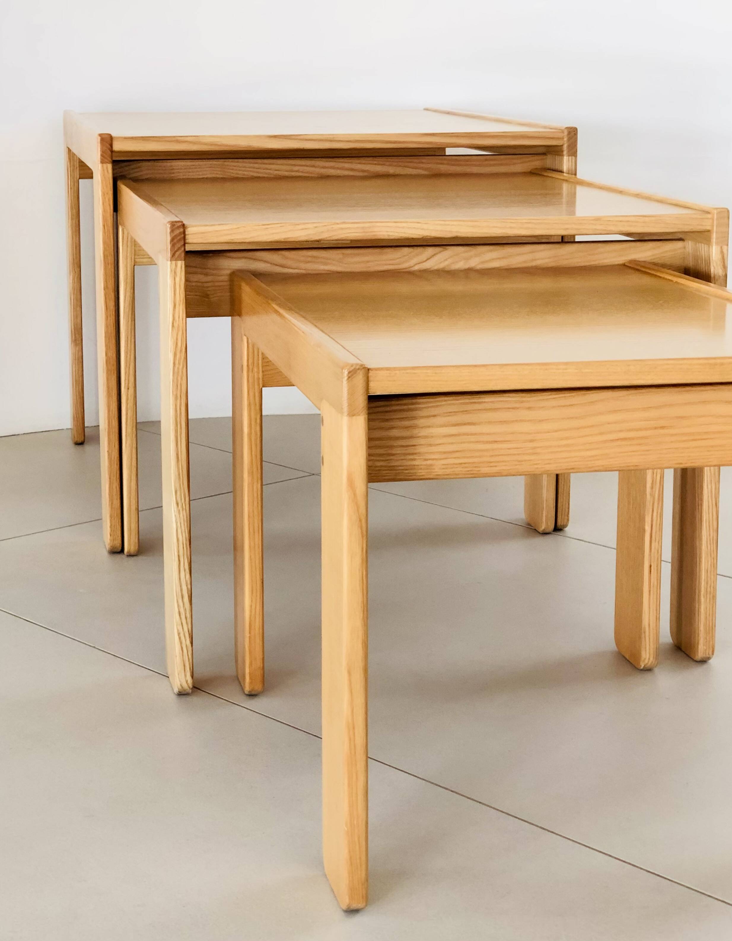 Model 777 ash nesting tables by Afra & Tobia Scarpa for Cassina, Italy 1960s