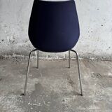 Set of 4 Kartell Maui Chairs — Navy Blue Polypropylene Seats, Chrome Legs, by Vico Magistretti