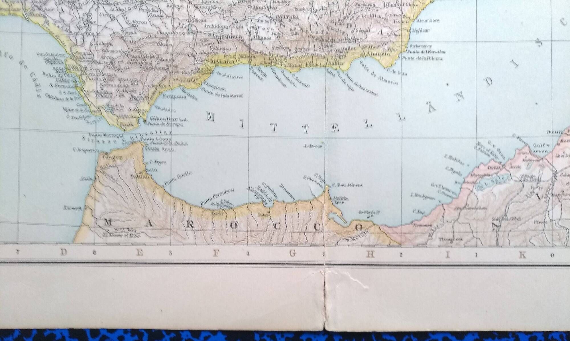 A geographical map from Atlas Richard Andrees year 1887 Spain and Portugal