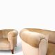 Pair of Art Deco club armchairs in champagne mohair, 1930.