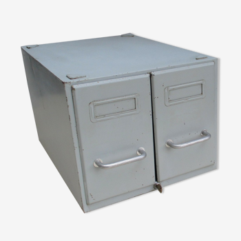 Vintage metal box with 2 drawers -industrial furniture grey