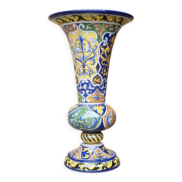 Cornet vase in Nevers earthenware, Montagnon