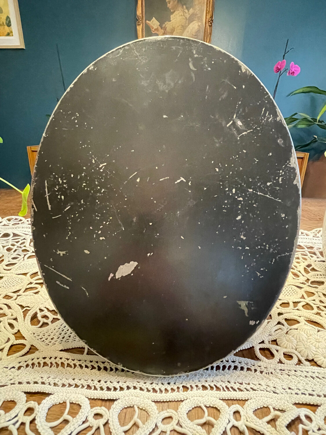 Oval painted tin tray Napoleon III