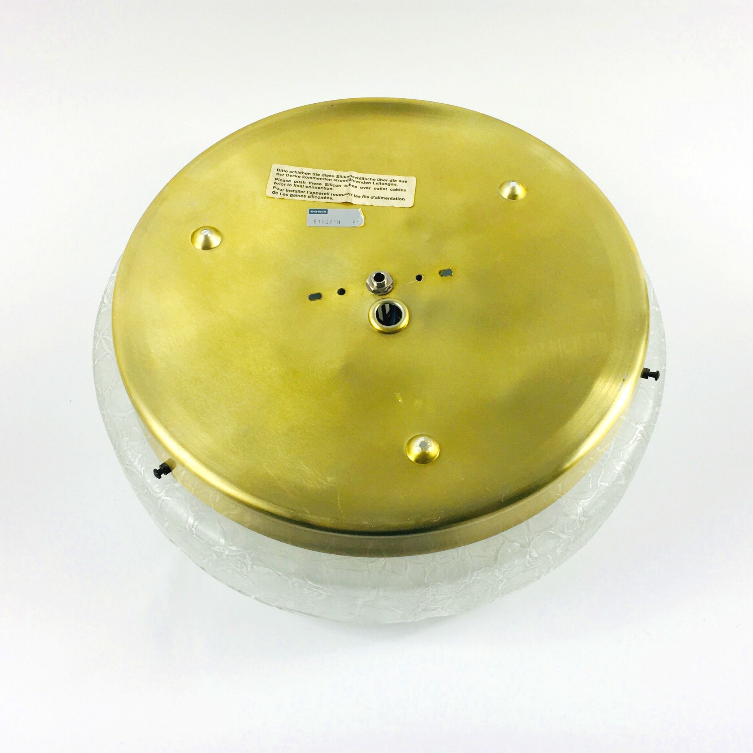 Large Murano Ice Glass Flush Mount/Ceiling Light from Doria Leuchten, Germany, 1960s