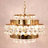 Lustre Bakalowits Vienna in gilded brass and diamond crystals, Austria, 1970