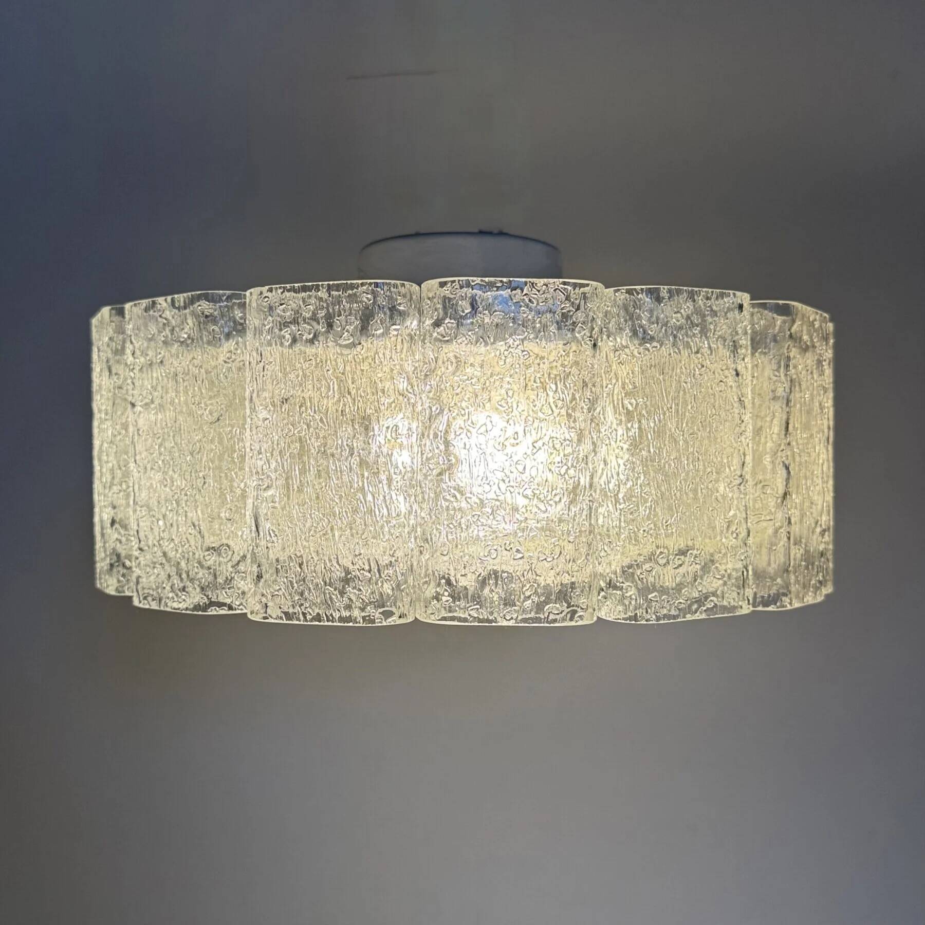 Mid-century glass tubes flush mount by Doria Leuchten, Germany, 1960s