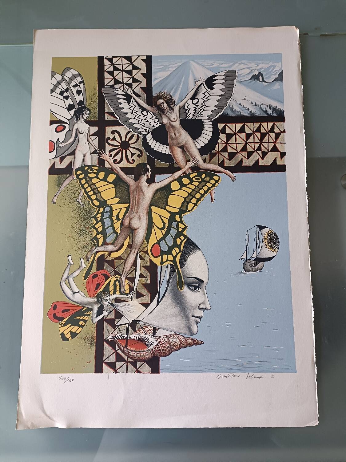 Jean-Pierre ALAUX Signed and numbered lithograph surrealism eroticism