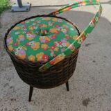 Travailleuse osier pieds compas 1960/1970