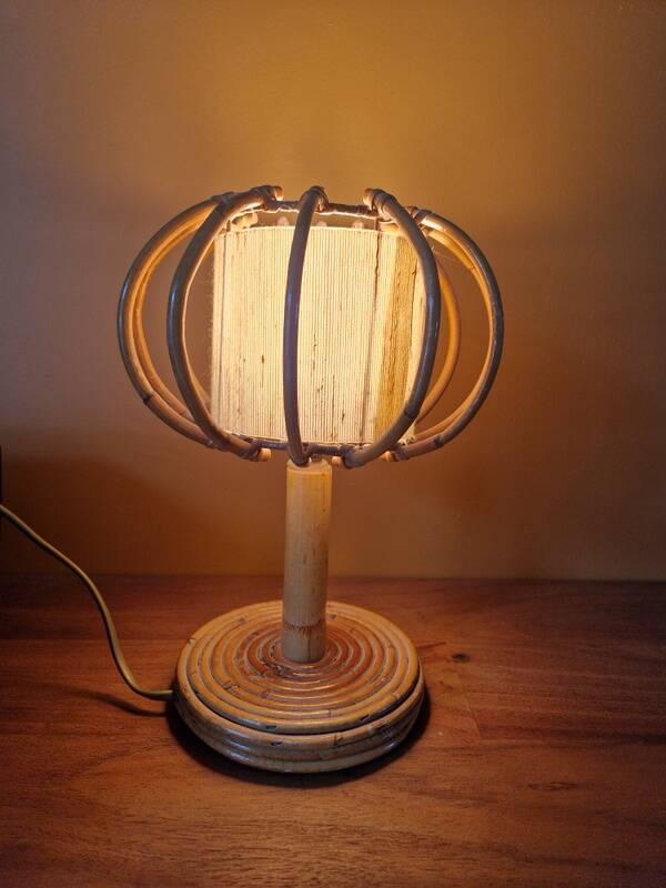 Louis Sognot (1892-1970) Lampe de table ou de chevet - En rotin - 1960