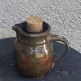 Pitcher, carafe, refreshing jug, ice cube jug, in brown glazed stoneware,