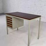 1950s industrial desk in metal and rosewood