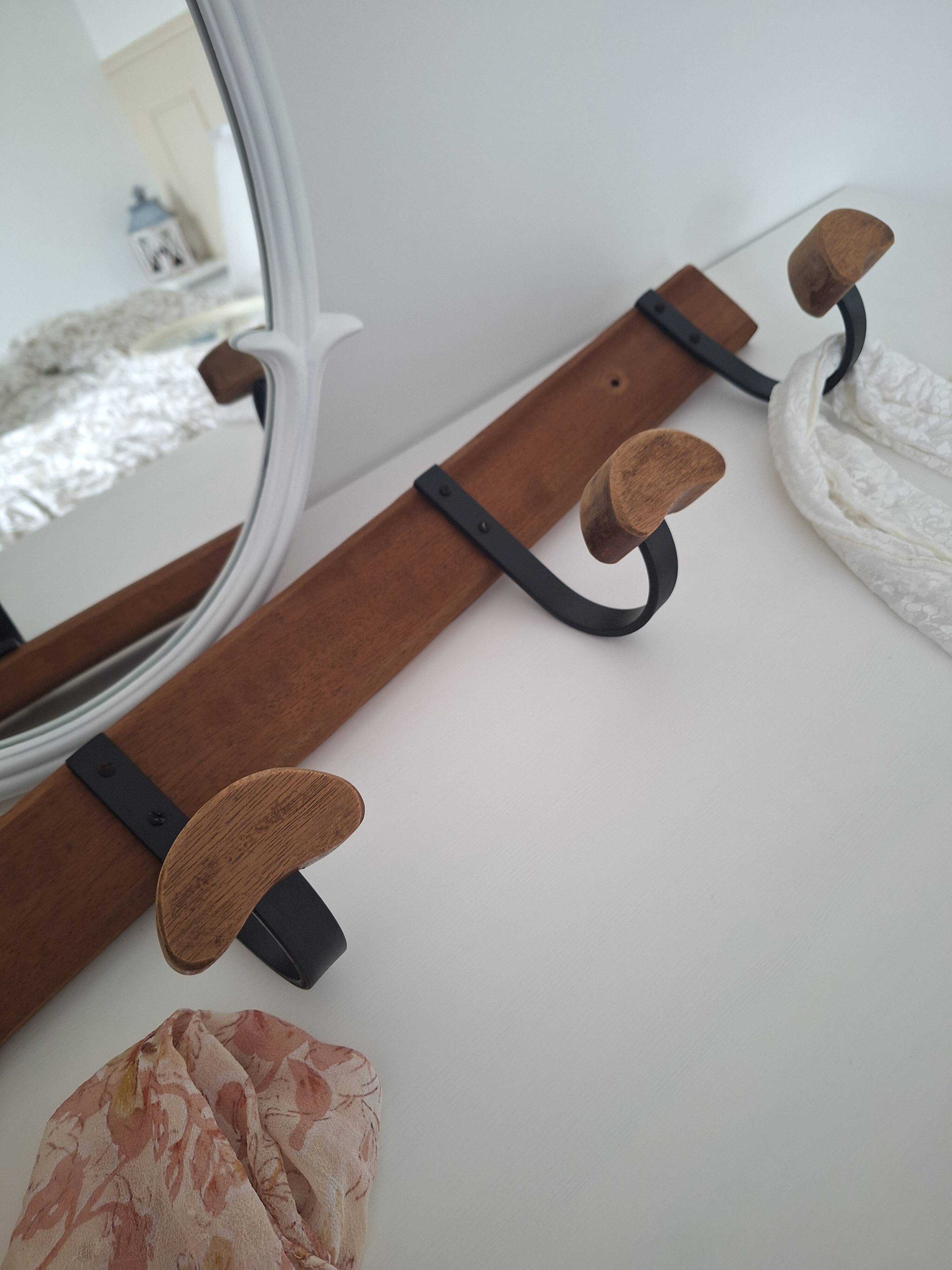 Wooden and metal wall hook