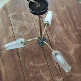 3-light glass globe chandelier, known as "tulip" glass.