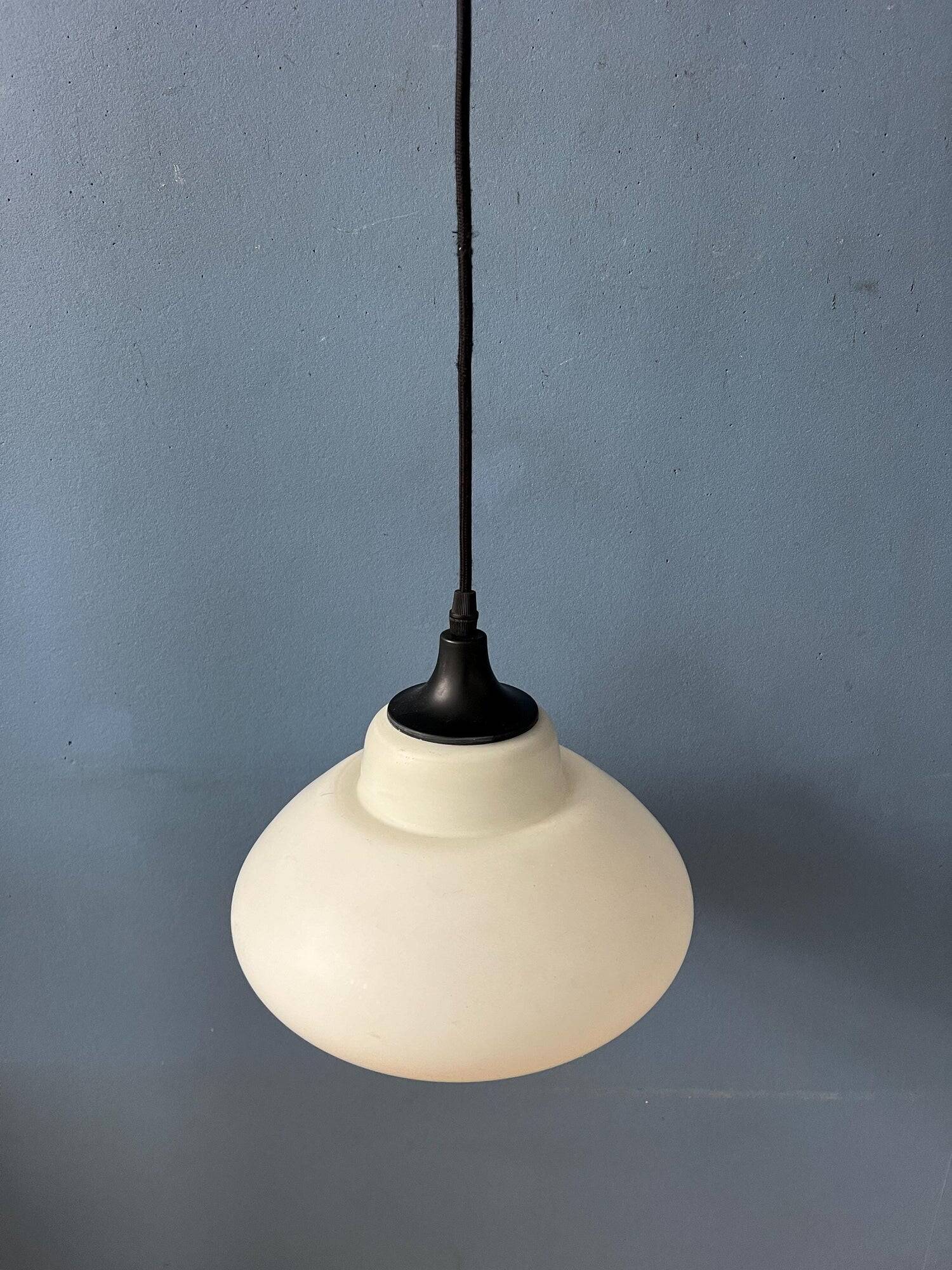 Mid-century milk glass pendant light attributed to Louis Kalff