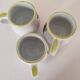 Trio of vintage Italian earthenware mugs, hand-painted – pear motif