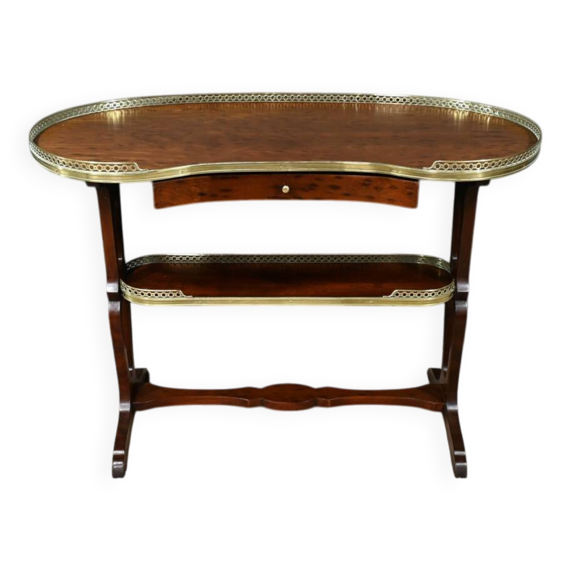 Kidney Table in Speckled Mahogany, stamped “L'escalier de Cristal” – Late 19th Century
