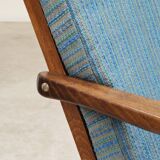 Pair of blue boomerang armchairs by Antonin Suman for Ton (Thonet) 1960