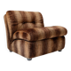 Vintage armchair from the 1970s, by Europoltrona Italy, brown striped velvet, Space Age design.