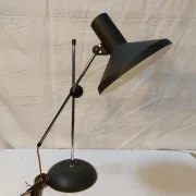 Vintage adjustable desk lamp in black metal and chrome, 1950s-70s.