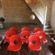 Lot de 8 chaises rouges vintage designer Raul Barbieri