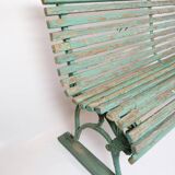 Antique French Park Benches Painted In Greenish Color From 1930s