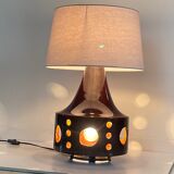 Lamp in ceramic double lighting and fabric