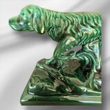 Grande sculpture de setter irlandais en porcelaine de collection Art déco