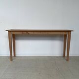 Console fine, table d'appoint ou d'écolier en bois à pieds fuseaux 160cm Vintage retro décoration