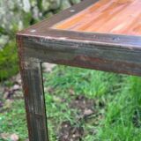 Large industrial table in wood and metal