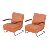 Set of Bauhaus Tubular Chrome Armchairs attributed to Mücke Melder, 1930s
