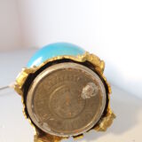 Turquoise ceramic lamp bronze frame by Gagneau