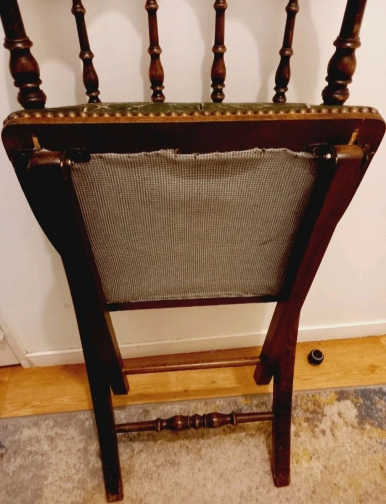 English folding chair - Vintage in wood and leather