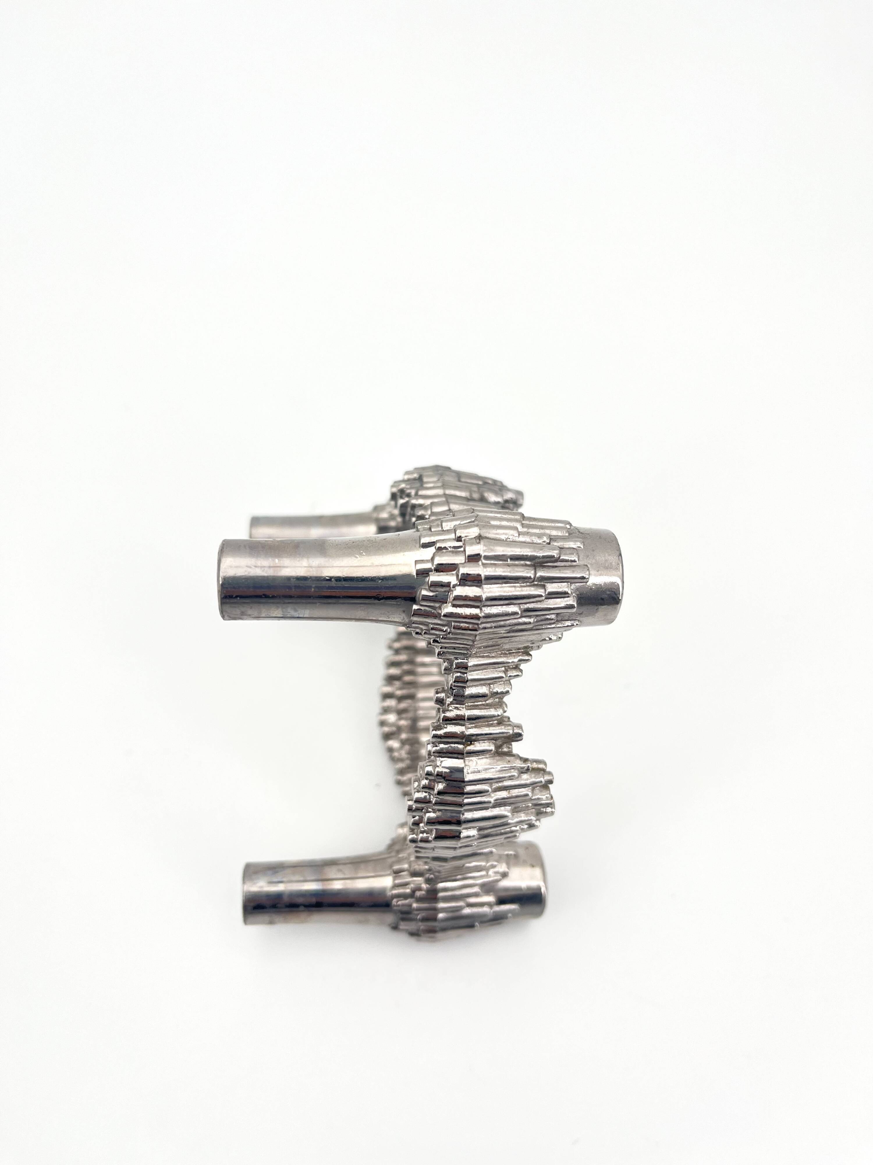 Vintage Brutalist Metal stackable Quist Candle Holder, 1970s