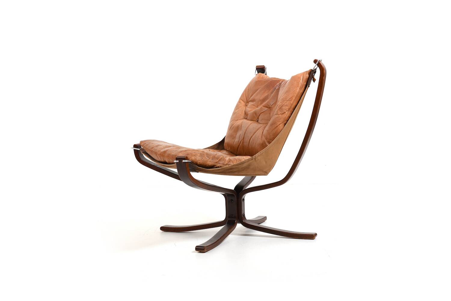 Sigurd Ressell Cognac Leather Falcon Chair 1970s
