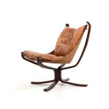 Sigurd Ressell Cognac Leather Falcon Chair 1970s