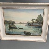 Watercolor on paper by andré mahuas vannes port de pêche 1949