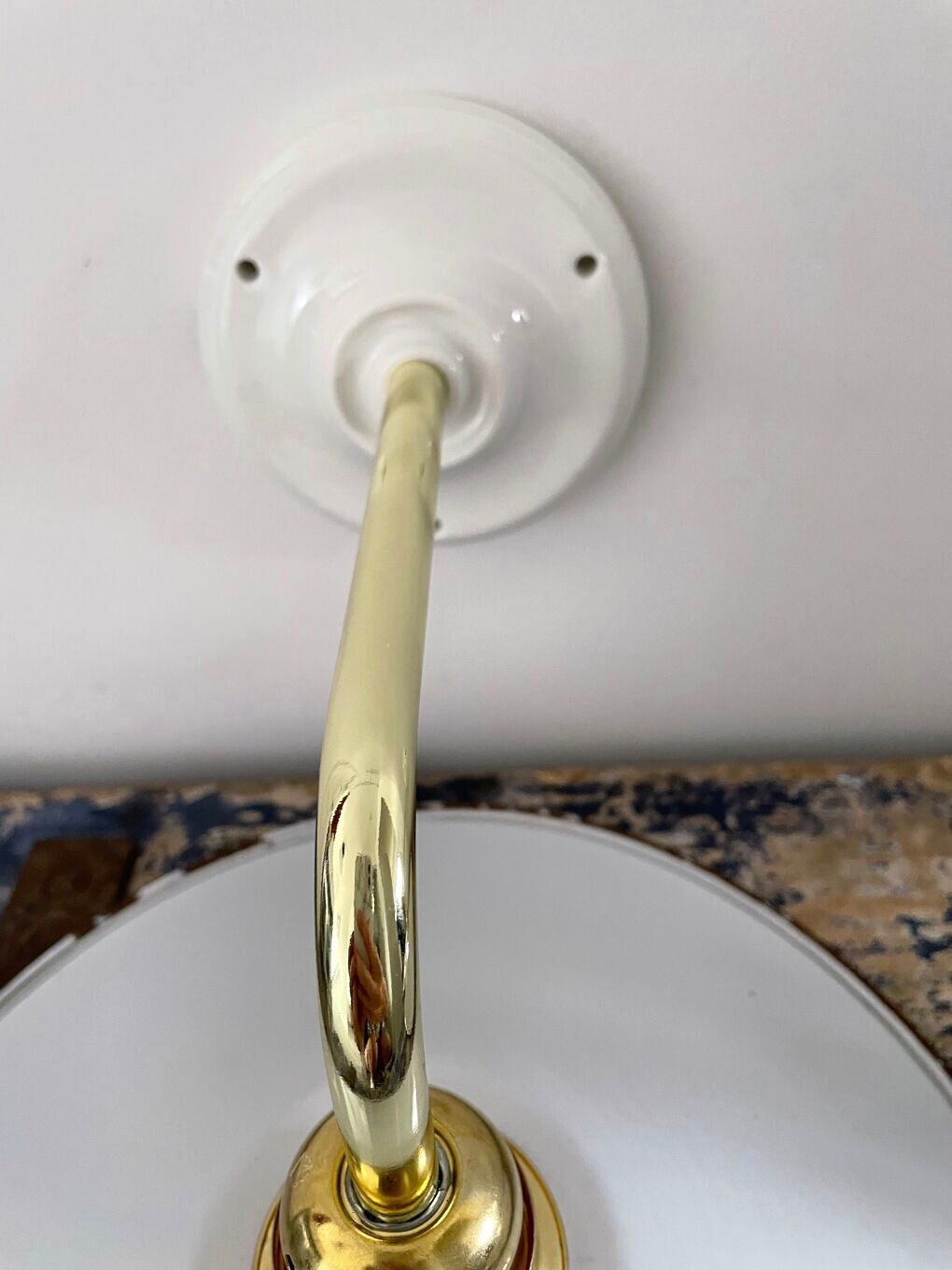 Set of two sconces in new electrified white enamelled sheet metal