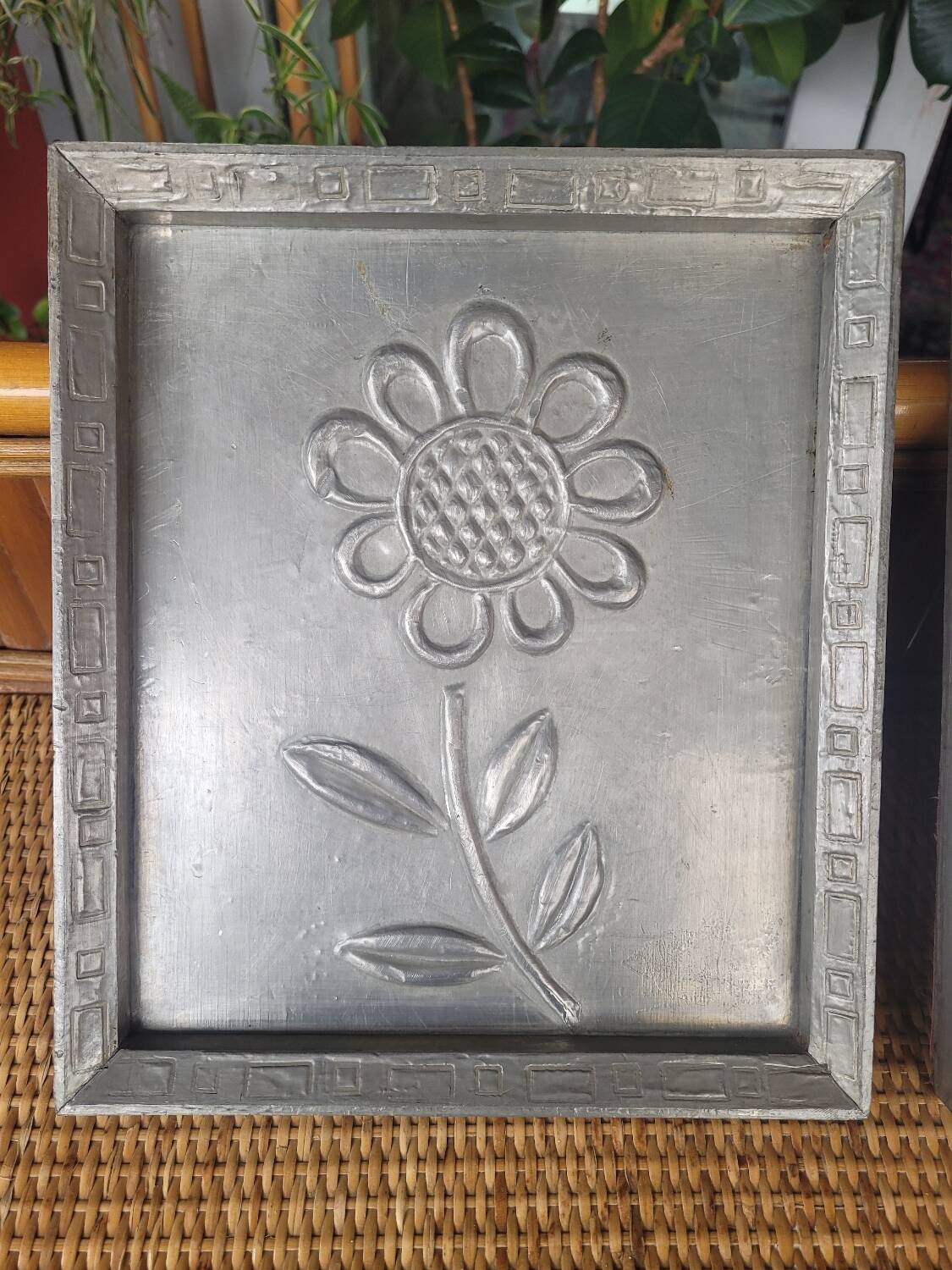 Pair of embossed flower paintings